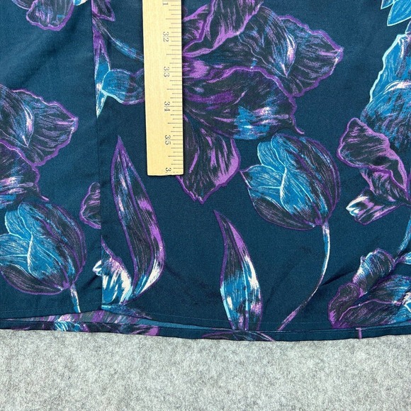 Everly Dress‎ Womens Medium Blue Green Floral Sleeveless Shift Lined Midi - Picture 13 of 15